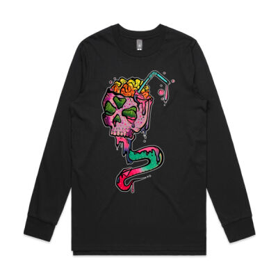 Suck My Brains Mens Long Sleeved Tshirt by Silent Goat Thumbnail